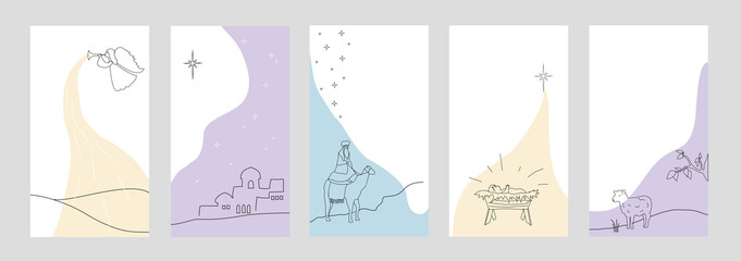 Set of christmas backgrounds for social networks stories. Vector