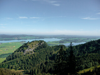 Fototapeta na wymiar Forggensee lake from Tegelberg mountain, Bavaria, Germany