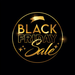 Golden Black Friday Sale Vector Sign