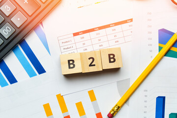 B2b concept on paper charts and reports