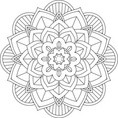 Easy Mandala coloring book simple and basic for beginners, seniors and children. Set of Mehndi flower pattern for Henna drawing and tattoo. Decoration in ethnic oriental, Indian style.