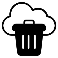 
Cloud delete concept icon in glyph design 
