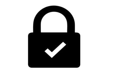 white lock protection icon in flat hands, Shield with lock. Protection icon. Secure access. Password protection. Safety system. Lock icon. Protection activated. Active safety. Guard badge.