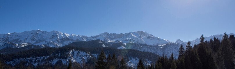 Mountain view at Partnachklamm in Garmisch-Partenkirchen, Bavaria, Germany, wintertime