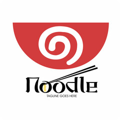 Red bowl Noodles logo and  Japanese food