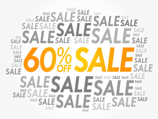 60% OFF Sale word cloud collage, business concept background