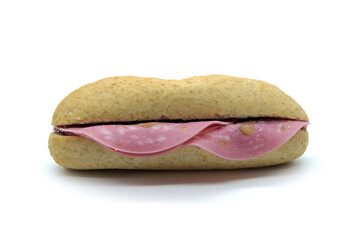 Mortadella sandwich on small wholemeal bread