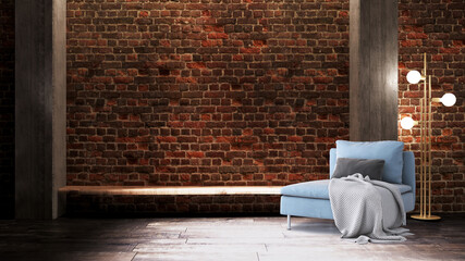 Large luxury modern minimal bright interiors room mockup illustration 3D rendering