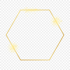 Gold glowing hexagon frame