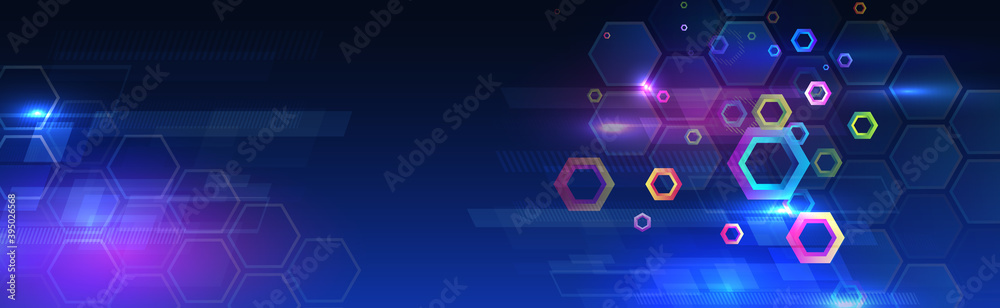 Wall mural wide hi tech futuristic technology background. abstract engineering, communication, sci fi concept. 