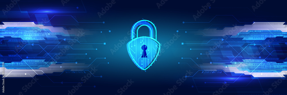 Poster Data protection, privacy, and internet security concept. Cyber security for business and internet project. Vector illustration of a data security services.