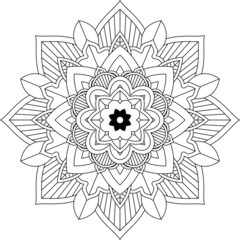 Easy Mandala coloring book simple and basic for beginners, seniors and children. Set of Mehndi flower pattern for Henna drawing and tattoo. Decoration in ethnic oriental, Indian style.