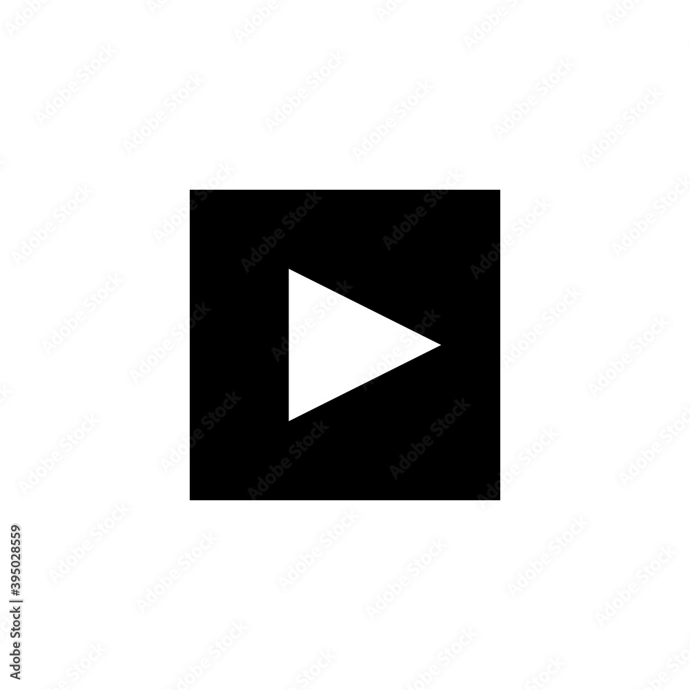 Wall mural play button icon is black on a transparent background. vector round symbol audio and video player