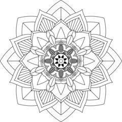 Easy Mandala coloring book simple and basic for beginners, seniors and children. Set of Mehndi flower pattern for Henna drawing and tattoo. Decoration in ethnic oriental, Indian style.