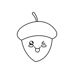 kawaii acorn icon, line style