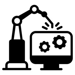
Icon of production computer in filled style 
