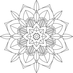 Easy Mandala coloring book simple and basic for beginners, seniors and children. Set of Mehndi flower pattern for Henna drawing and tattoo. Decoration in ethnic oriental, Indian style.