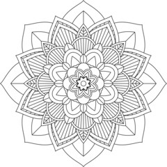 Easy Mandala coloring book simple and basic for beginners, seniors and children. Set of Mehndi flower pattern for Henna drawing and tattoo. Decoration in ethnic oriental, Indian style.