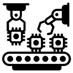 
A manufacturing vector, solid icon of production process 
