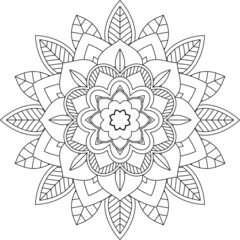 Easy Mandala coloring book simple and basic for beginners, seniors and children. Set of Mehndi flower pattern for Henna drawing and tattoo. Decoration in ethnic oriental, Indian style.