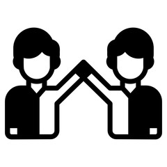 
Solid icon of interview, two persons with chat bubbles
