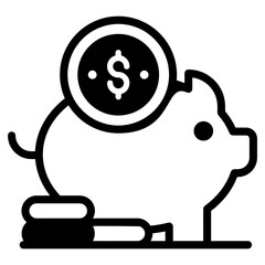
Save money concept, piggy bank icon in modern filled style 
