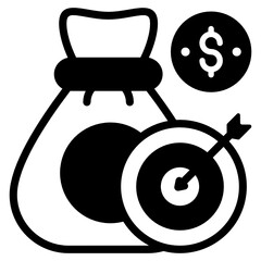 

dollar sack, savings icon in solid design 
