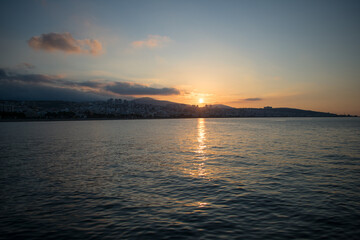 The reflection of the sunset to the sea