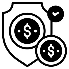 
Secure shield with dollar, solid icon of financial protection 
