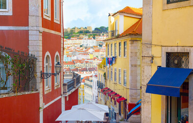 Fototapeta na wymiar Lisbon Old Town street architecture