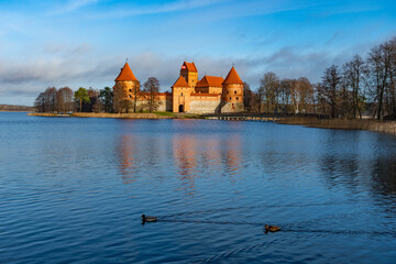 Naklejka na ściany i meble Medieval castle of Trakai, Vilnius, Lithuania, Eastern Europe, located between beautiful lakes and nature