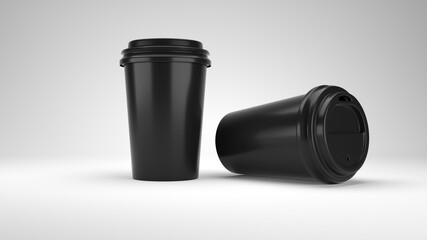 Black Paper Coffee Cup Mockup 3D Illustration