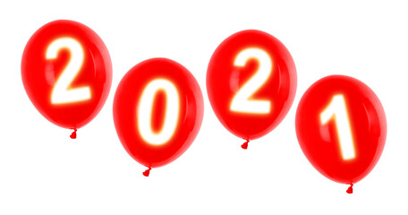 red new year 2021 balloons