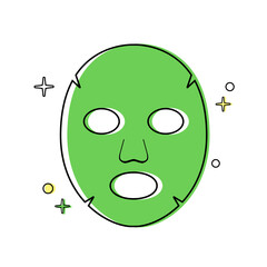 Face mask sheet, skin care icon. Beauty linear image on white background. Editable vector illustration