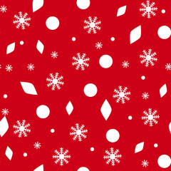 New Year pattern, seamless texture for Christmas design. Vector red background with snowflakes.