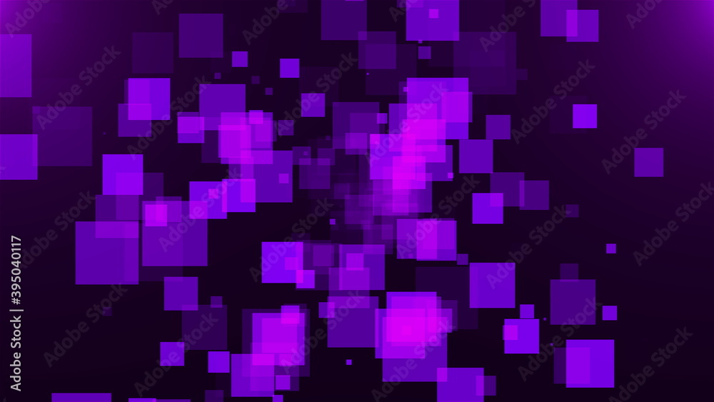 Poster space with many flying transparent squares. computer generated 3d rendering abstract backdrop