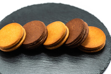 Cookies on a white background in the studio.