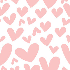 Cute Seamless heart pattern. Red and pink heart background vector pattern.