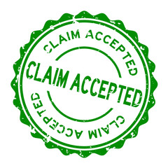 Grunge green claim accepted word round rubber seal stamp on white background