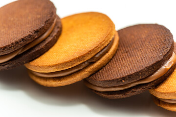 Cookies on a white background in the studio.