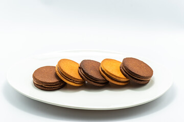 Cookies on a white background in the studio.