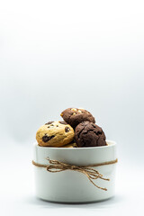 Cookies on a white background in the studio.