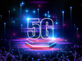 5G abstract conceptual information technologies background - illustration