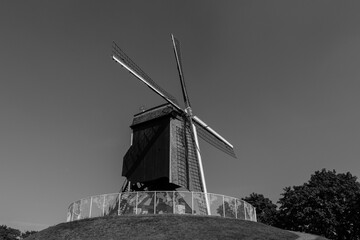 windmill in black and white