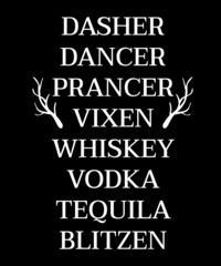 Obraz premium Santa's Reindeer Names - Calligraphy Phrase For Christmas - For T-shirt, Laser Cutting, Sublimation, Hobby, Cards, Invitations, Website Or Crafts Projects