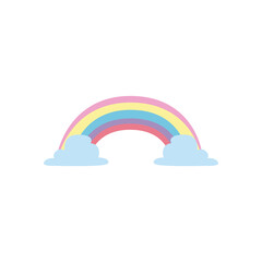 rainbow with clouds daily sticker flat style icon vector design