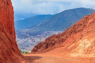 Stock photo of the colored hills and mountains in Purmamarca village , Jujuy, Argentina. Landscape