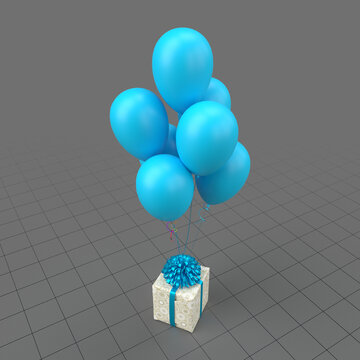 Wrapped gift with balloons
