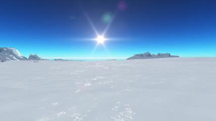 Ice berg on see 3d render