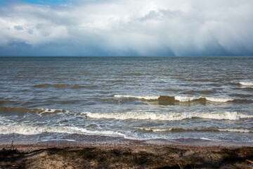Beautiful and wavy sea on the shores of the Baltic.